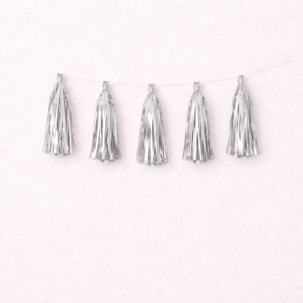  Set 5 chùm tua rua trang trí sinh nhật màu vàng và bạc 