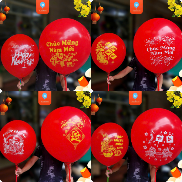  Bong bóng Tết, bóng bay siêu to khổng lồ size 100li in hình Tết 