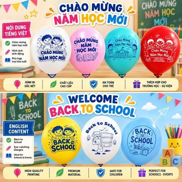  Bóng Bay Khai Giảng In Chữ Back To School Dày Dặn Giá Tốt | [Bong Bóng Thanh Dung] 