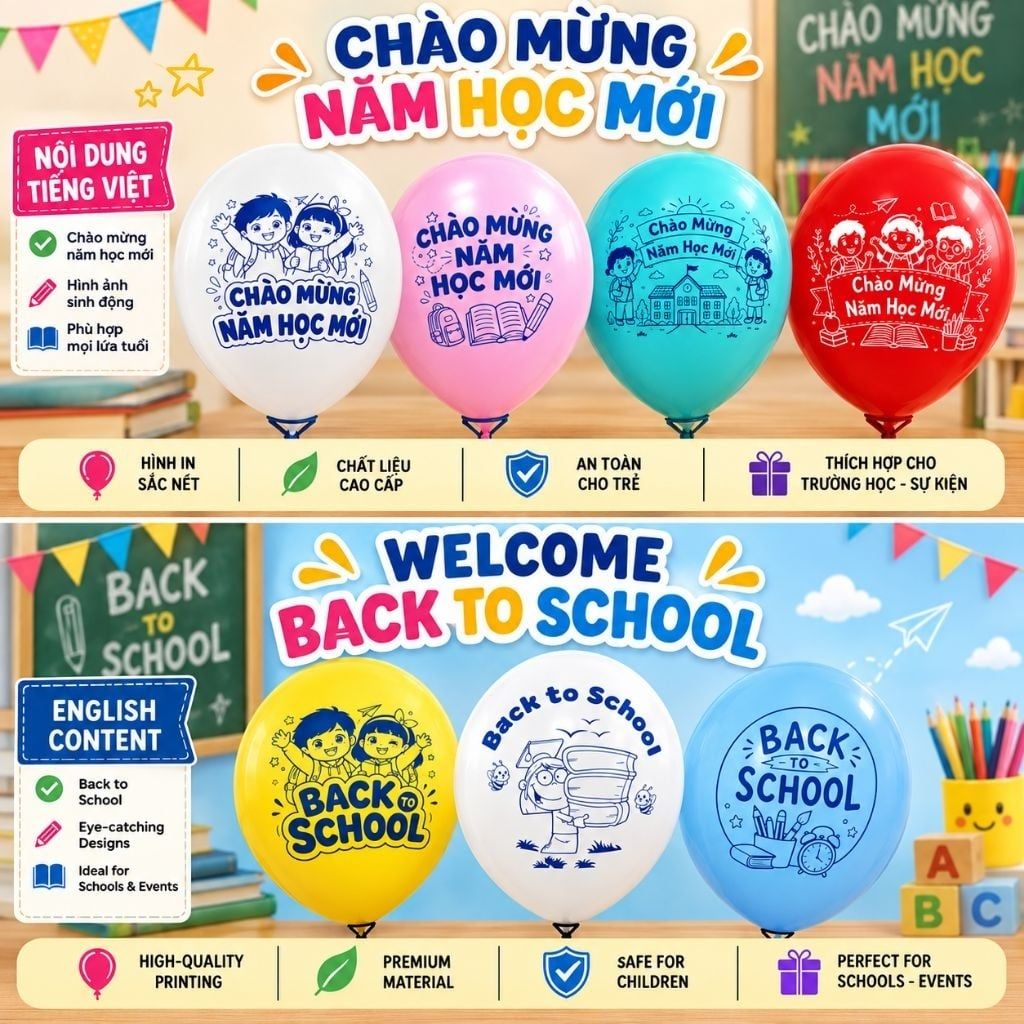  Bóng Bay Khai Giảng In Chữ Back To School Dày Dặn Giá Tốt | [Bong Bóng Thanh Dung] 
