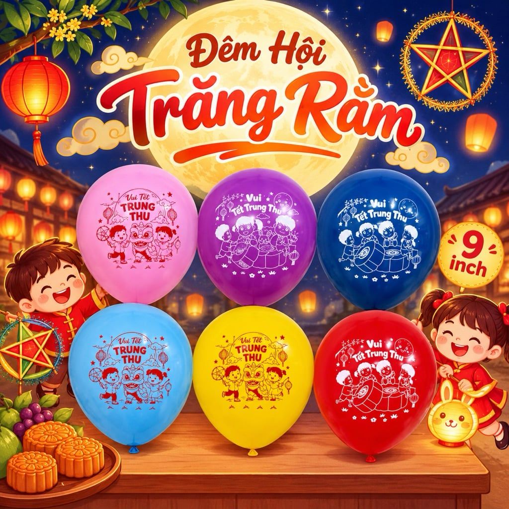  Bong Bóng Bay Tròn Trung Thu, Trang Trí Tết Thiếu Nhi, Sự Kiện Trăng Rằm. Loại Dày tốt 2,3g. 