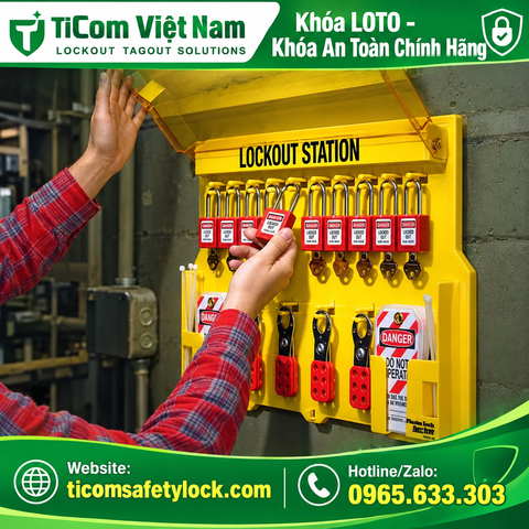  Bộ khóa An Toàn Điện- Khóa Loto - Lockout Kit Treo tường 1483BP410 MasterLock 