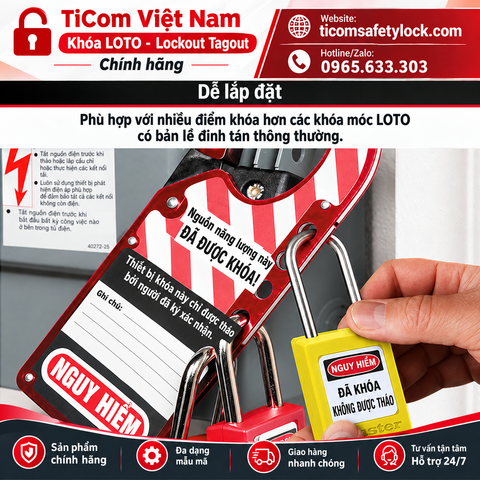  427 MasterLock - Khóa chốt an toàn Snap-on có nhãn, màu đỏ (Lockout Hasps) 