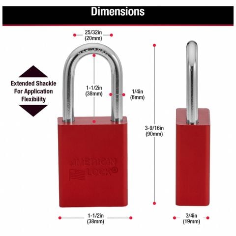  A1106RED Master Lock - Ổ khóa móc an toàn bằng nhôm - Lockout/Tagout 