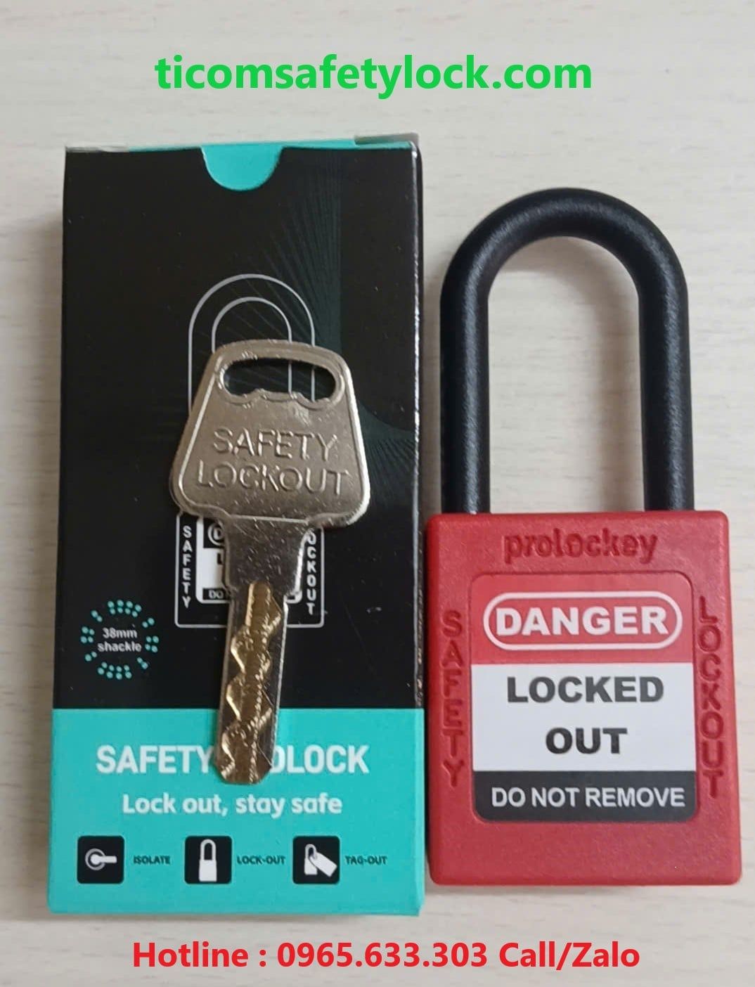 PROLOCKEY KD-P38P-RED - Ổ khóa an toàn nhựa nhiệt dẻo cách điện 38mm