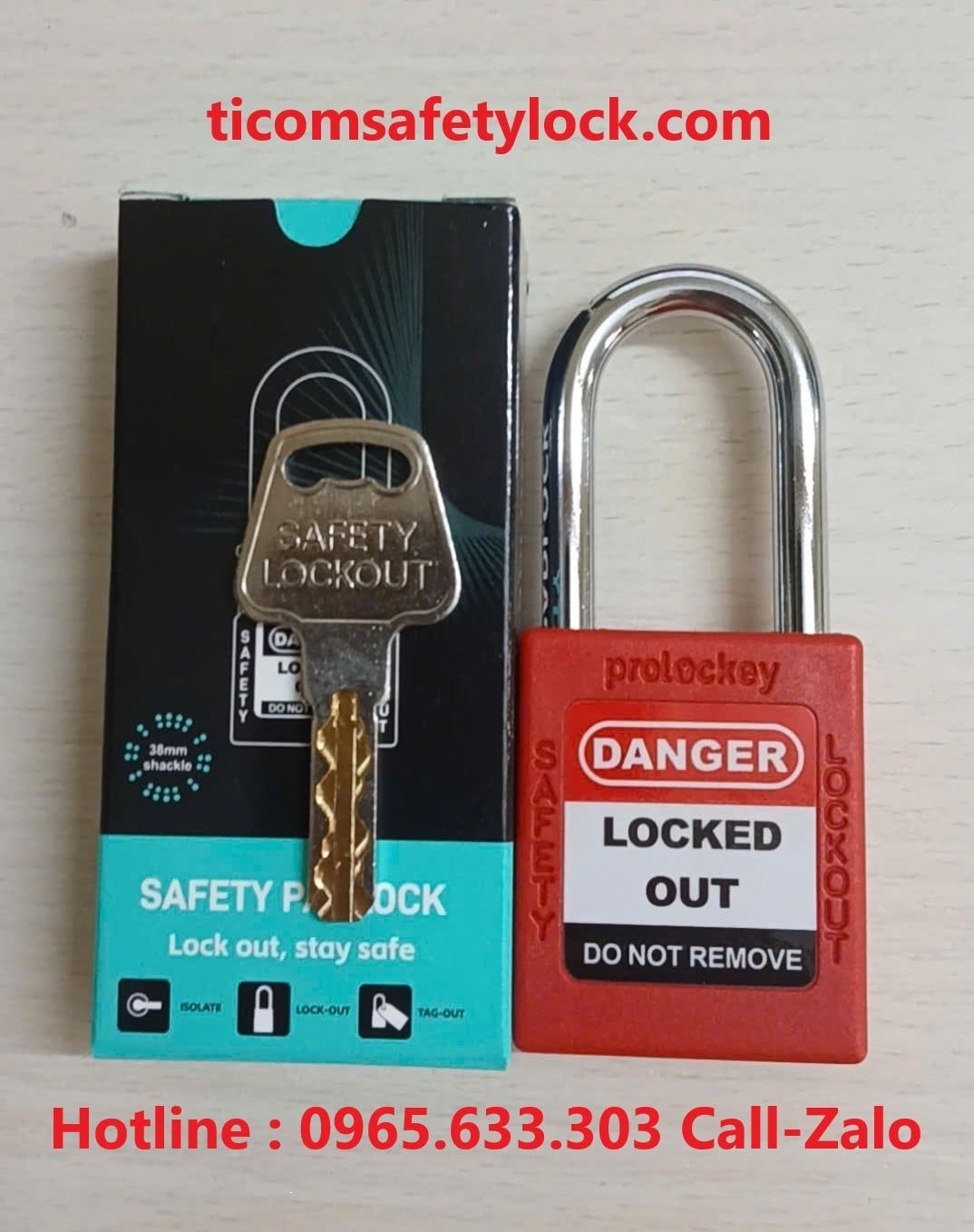 PROLOCKEY KD-P38S-RED - Ổ Khoá Loto Ổ Khoá An Toàn Nhựa Còng Thép 38MM