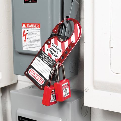  427 MasterLock - Khóa chốt an toàn Snap-on có nhãn, màu đỏ (Lockout Hasps) 