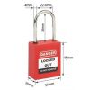 Ổ khóa an toàn còng bằng thép 4mm PROLOCKEY KD-P38SSD4-RED