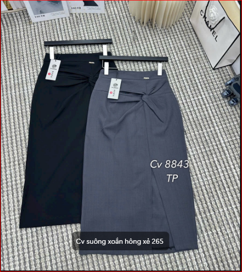 Chân Váy Suông Xoắn Hông Xẻ 78cm CV9001.1064