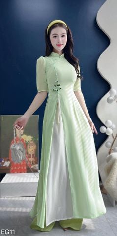 Áo Dài 4 Tà CÀNH LỘC XUÂN Kèm Phụ Kiện AD2995 (Áo lẻ)