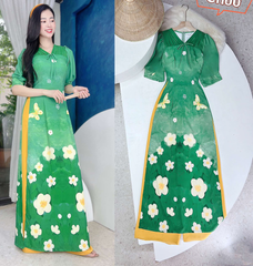 Áo Dài 5C Bướm Kem AD9002.1545 (áo lẻ)