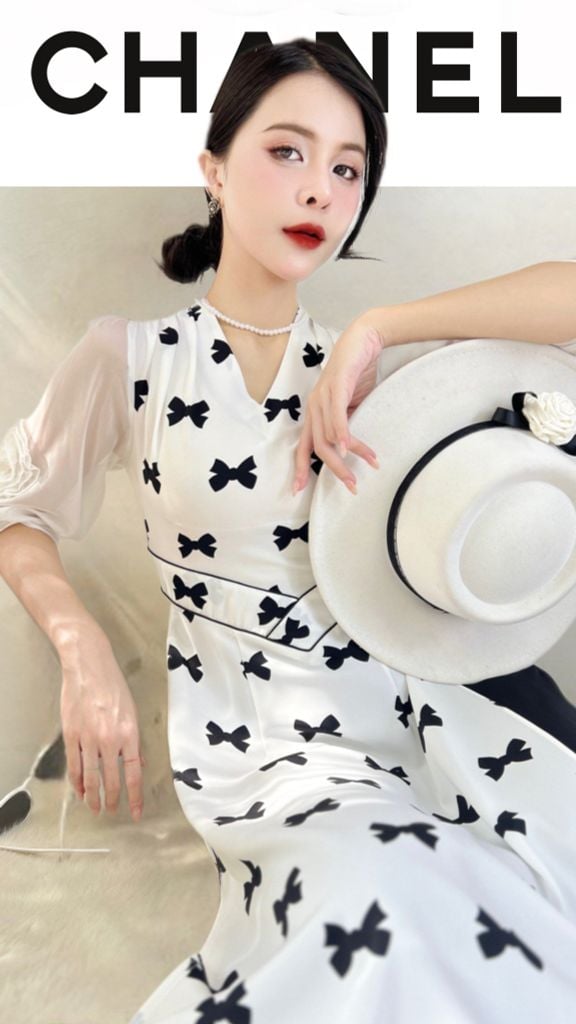 Áo Dài Eo Sa Tay Hoa AD2856 (áo lẻ)