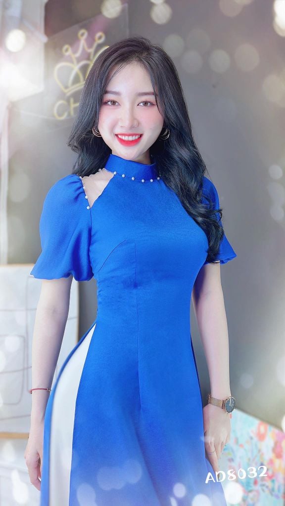 Áo Dài Pha Lưới Cổ Trụ AD8032 (áo lẻ)