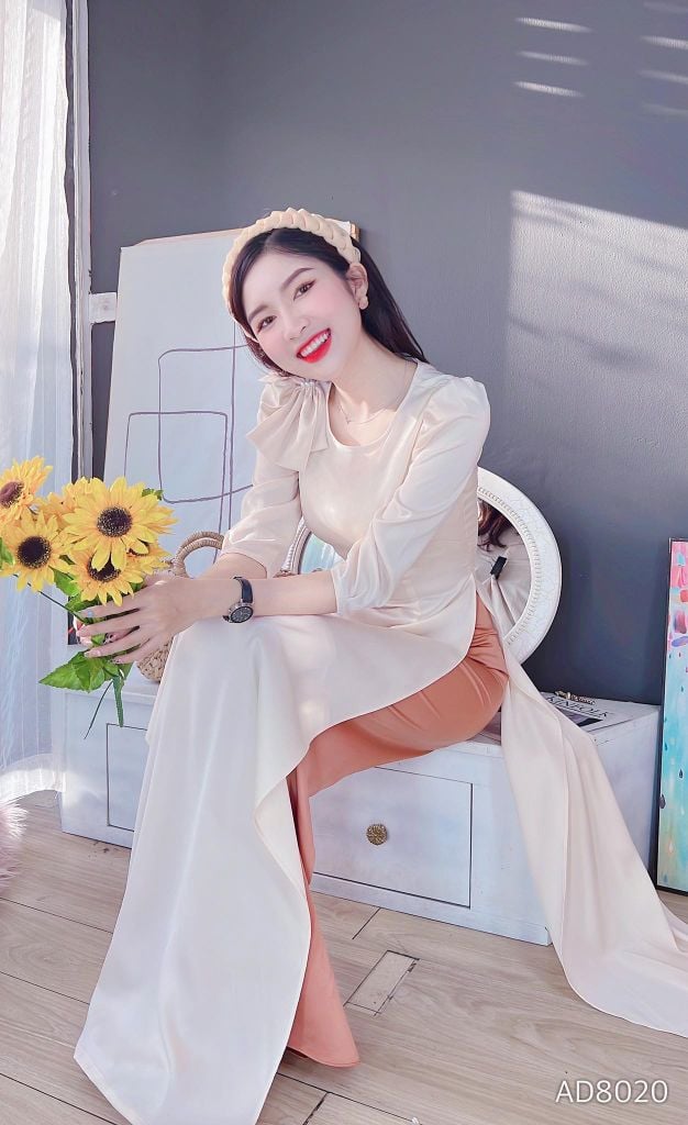 Áo Dài Nơ Vai Ngọc AD8020 (áo lẻ)