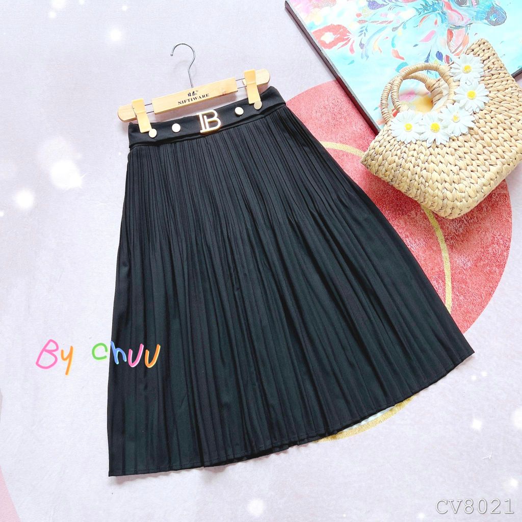 Chân Váy Li Nút Vàng CV8021