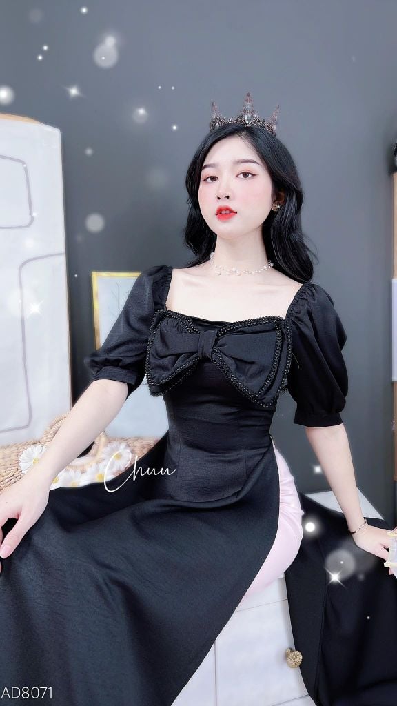 Áo Dài Nơ To Ngọc Châu AD8071 (áo lẻ)