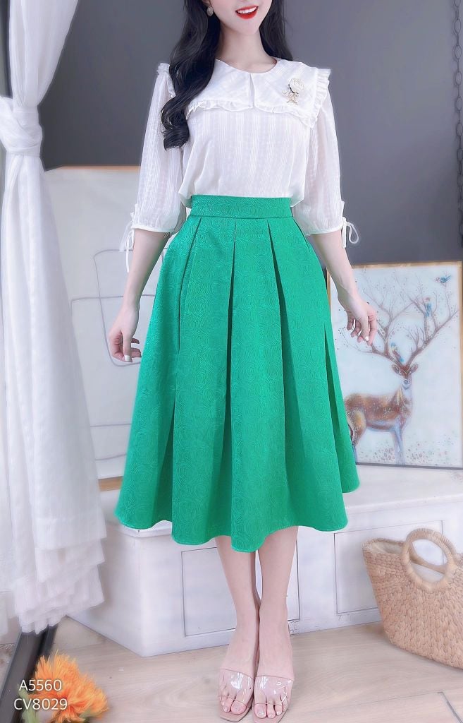 Chân Váy Gấm Li 8cm CV8029