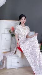 Áo Dài Ren Đối Xứng AD8076 (áo lẻ)