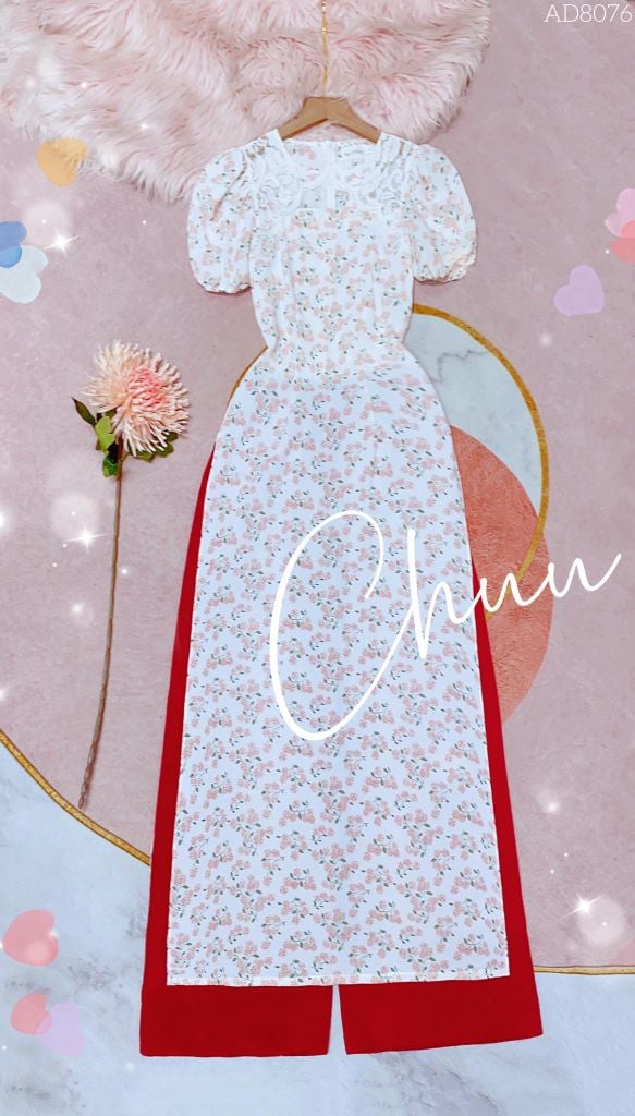 Áo Dài Ren Đối Xứng AD8076 (áo lẻ)