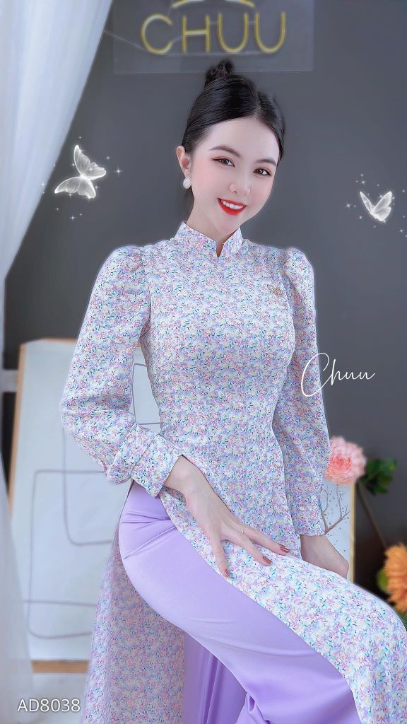 Áo Dài Cổ 2P Tay Loli AD9001.8038 (áo lẻ)