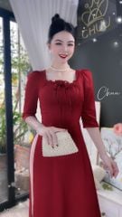 Áo Dài Cổ Vuông Bèo Nhún AD9001.8078 (áo lẻ)