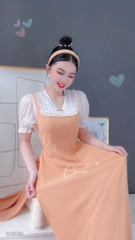 Áo Dài Pha tơ cổ V AD8085 (áo lẻ)