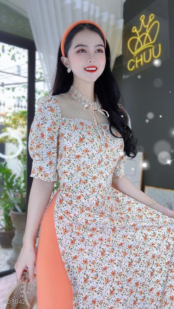 Áo Dài Pha Lưới AD8042 (áo lẻ)