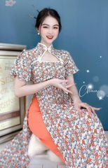 Áo Dài Cổ Tàu Nút Kem AD8095 (áo lẻ)