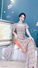 Áo Dài Cổ Tàu Nút Kem AD8095 (áo lẻ)