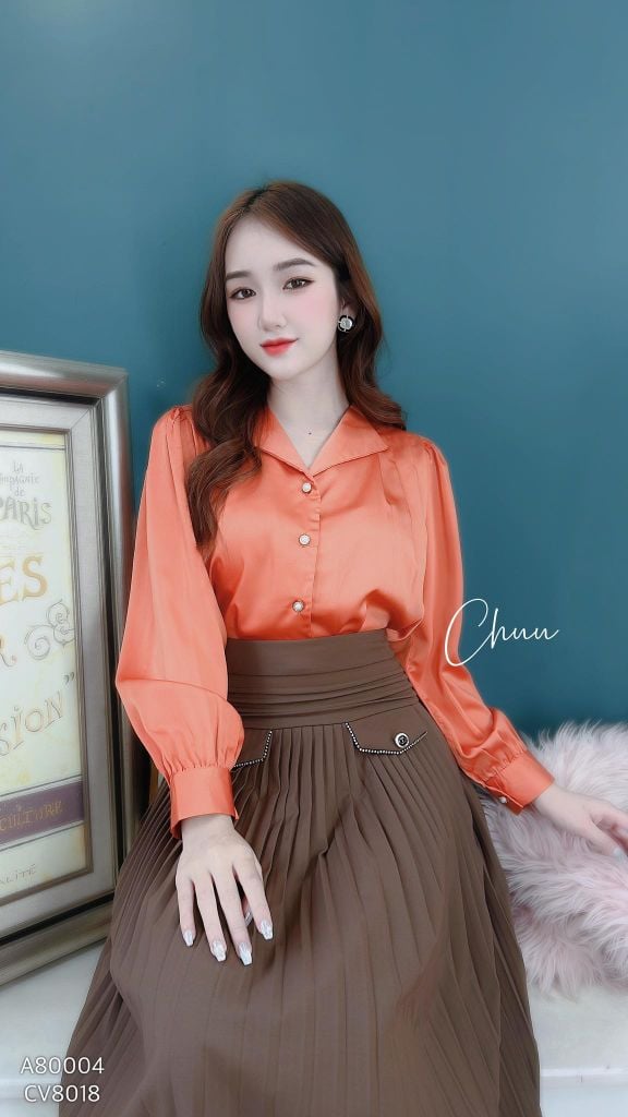 Áo Sơ Mi Lụa Cổ Lật Tam Giác A9001.80003