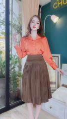Chân Váy Midi 2 Nắp Nút CV8018