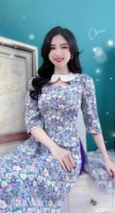 Áo Dài Cổ Sen Trắng AD8104 (áo lẻ)