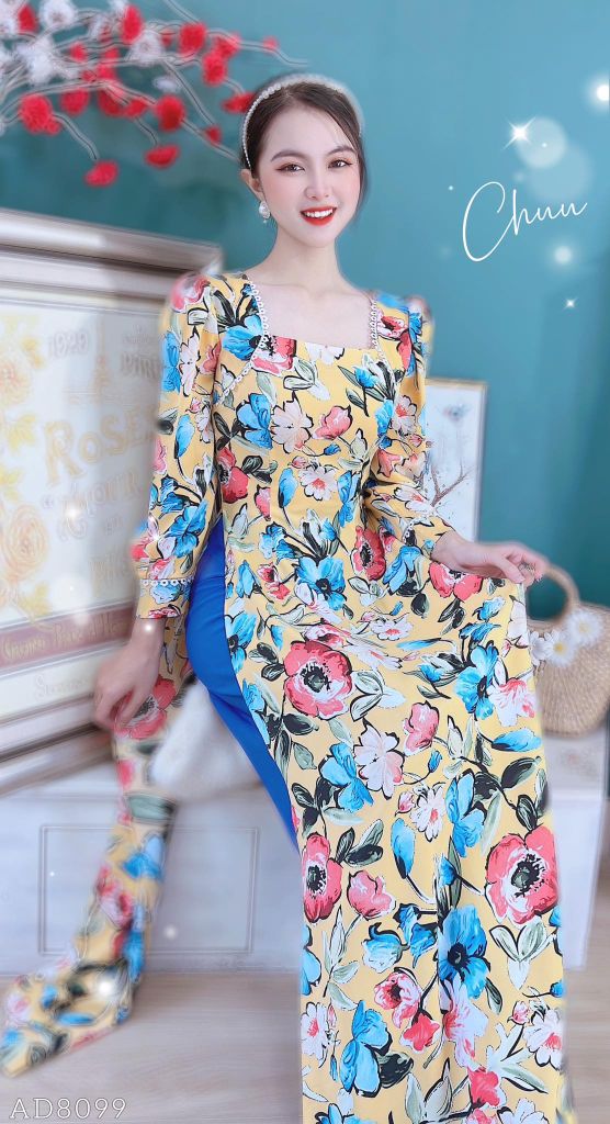 Áo Dài Vai Ren Bán Nguyệt AD8092 (áo lẻ)