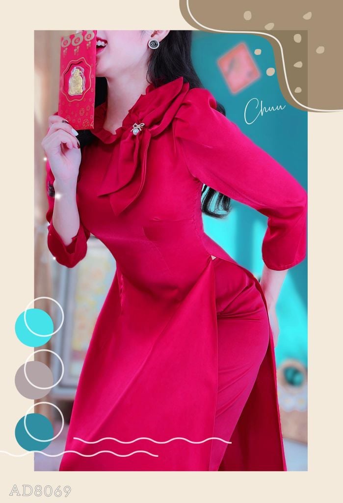 Áo Dài Cánh Hoa 3D AD8069 (áo lẻ)