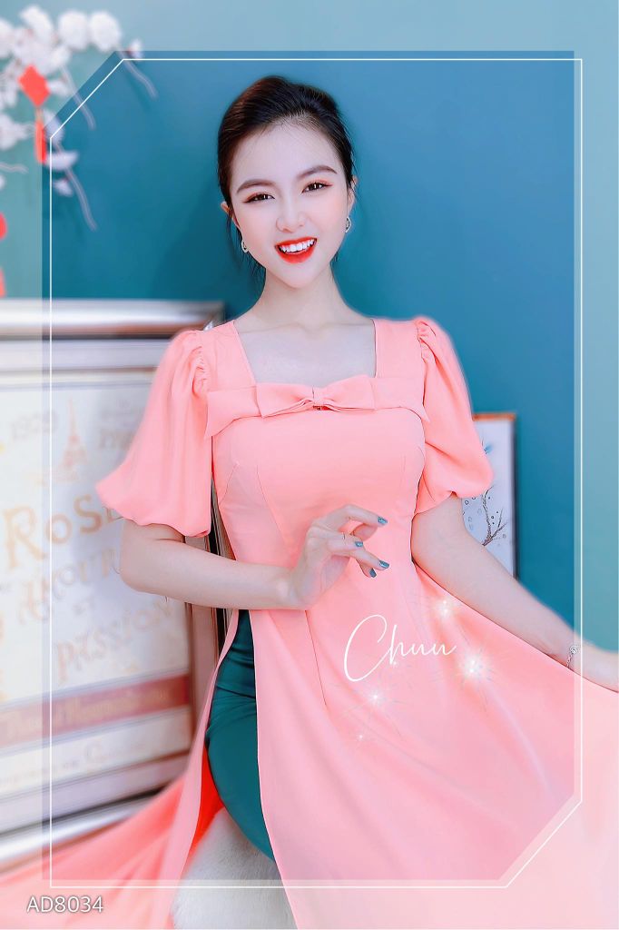 Áo Dài Vai Đôi Nơ AD8034 (áo lẻ)