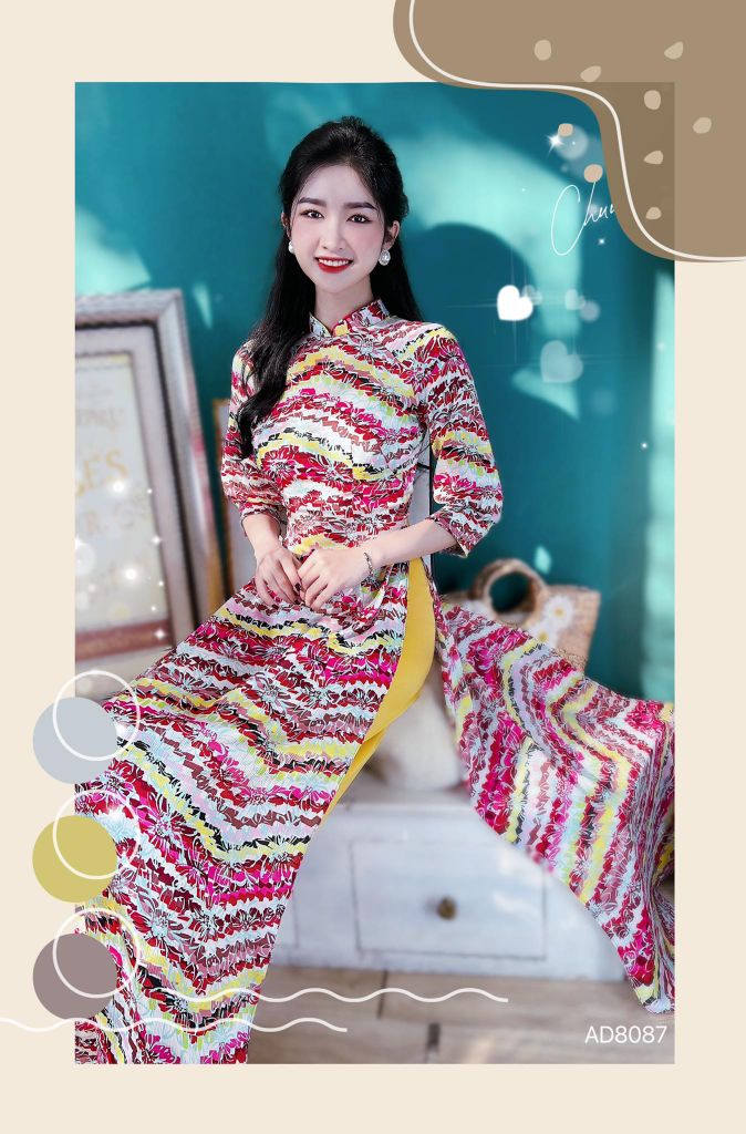 Áo Dài Truyền Thống Tay Bảng AD8087 (áo lẻ)