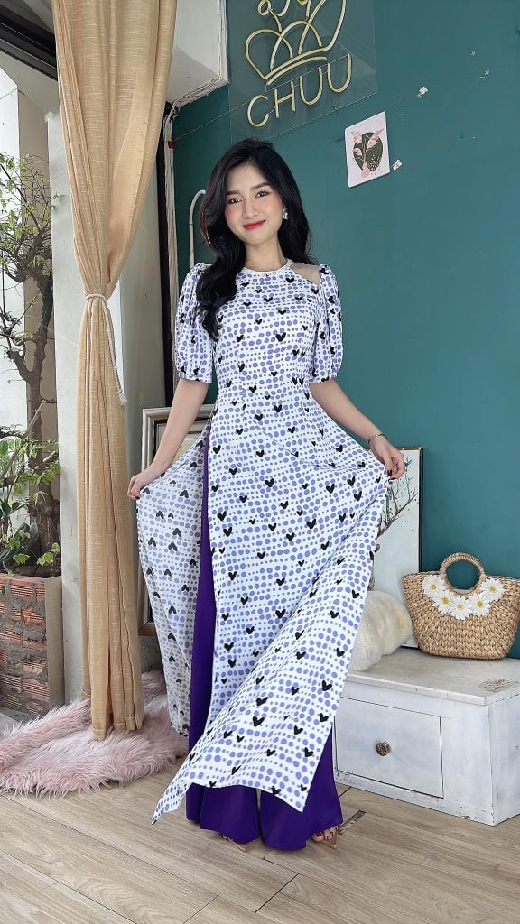 Áo Dài Hoa Ren Cầu Vồng AD9118 (áo lẻ)