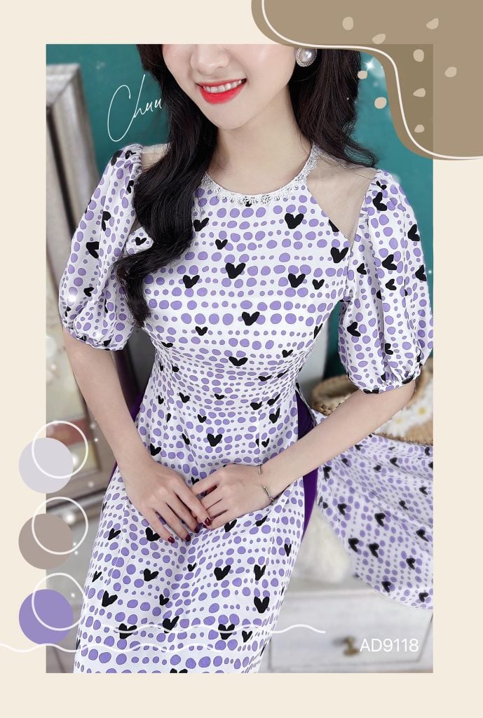 Áo Dài Hoa Ren Cầu Vồng AD9118 (áo lẻ)