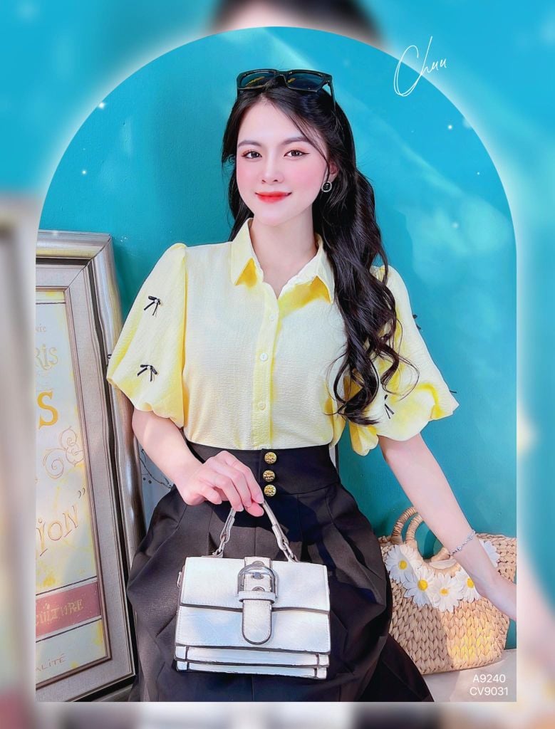 Áo Sơ Mi Tay Bí Đính Nơ A9240 (Áo lẻ)