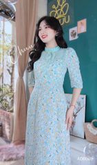 Áo Dài Hoa Pha Ren Trơn AD8089 (áo lẻ)