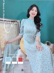 Áo Dài Hoa Pha Ren Trơn AD8089 (áo lẻ)