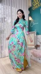 Áo Dài Nhún Vai Cổ 2P AD8110 (áo lẻ)