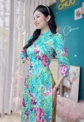 Áo Dài Nhún Vai Cổ 2P AD8110 (áo lẻ)