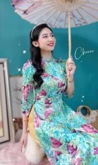 Áo Dài Nhún Vai Cổ 2P AD8110 (áo lẻ)