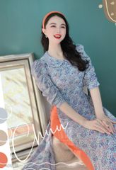 Áo Dài Cổ Sen Tay Nhún Xẻ AD9136 (áo lẻ)