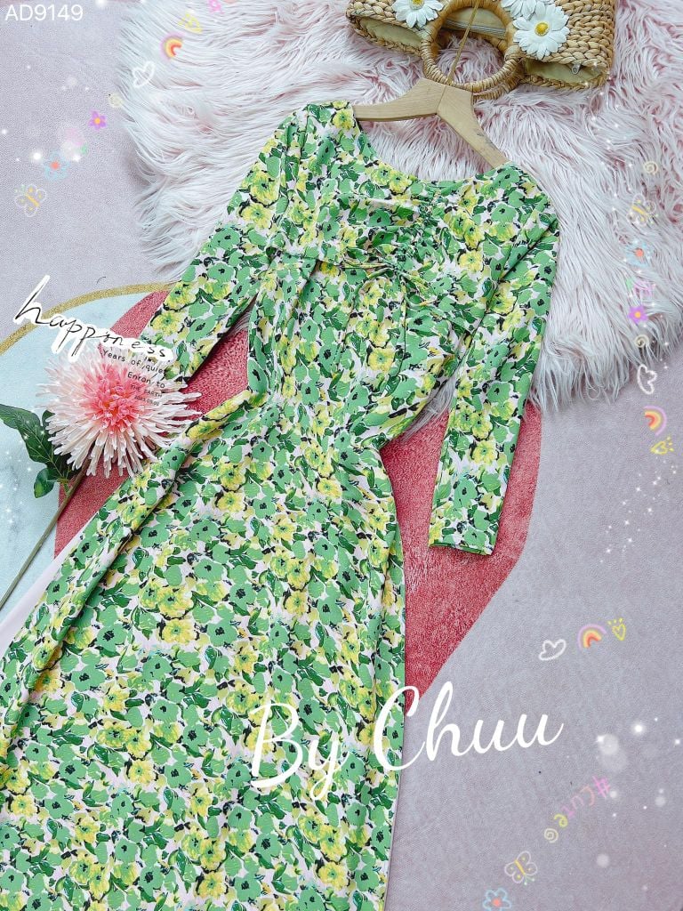 Áo Dài Nơ Dây Rút AD9149 (áo lẻ)