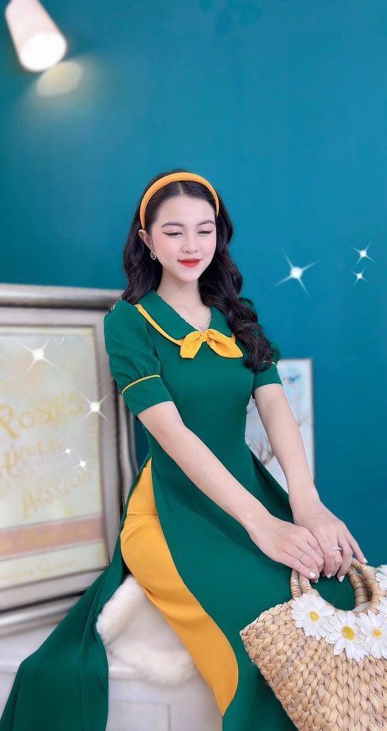 Áo Dài Cổ Đôi AD9144 (áo lẻ)