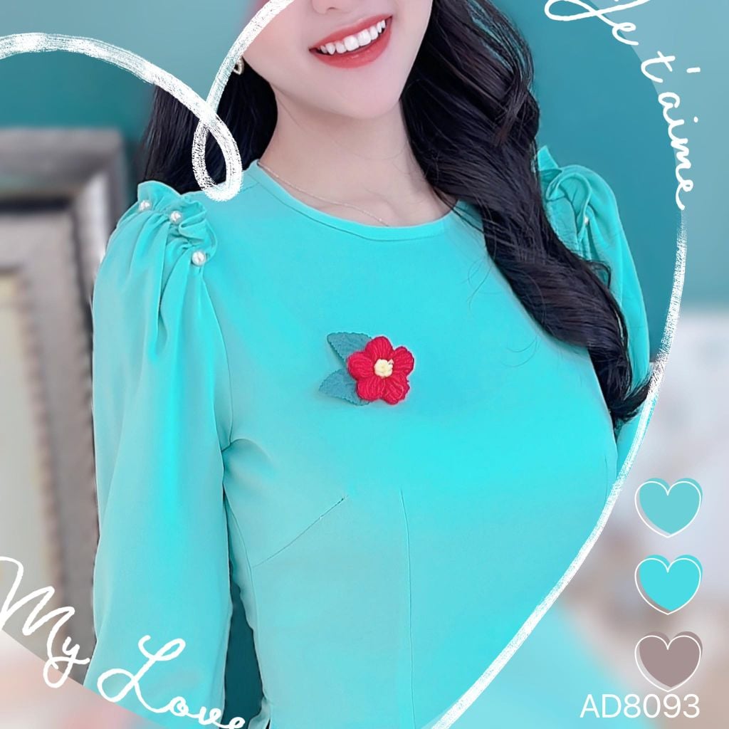 Áo Dài Vai Bèo Cổ Tròn AD9001.8093 (áo lẻ)