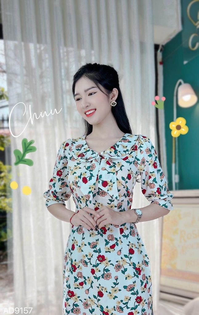 Áo Dài Cổ Sen 2 Lớp AD9157 (áo lẻ)