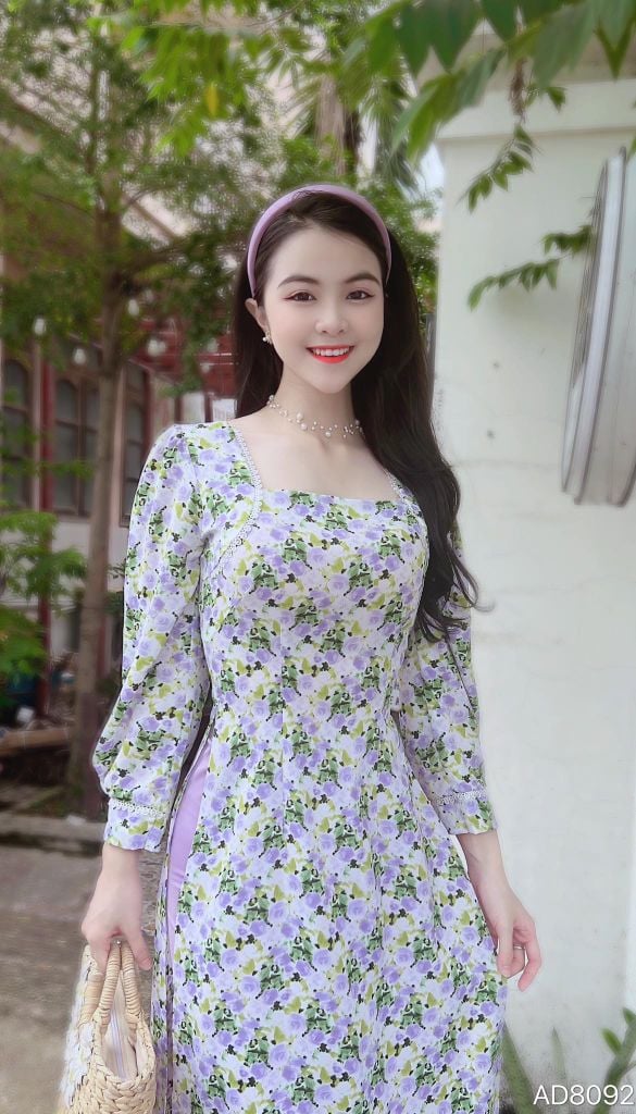 Áo Dài Vai Ren Bán Nguyệt AD8092 (áo lẻ)